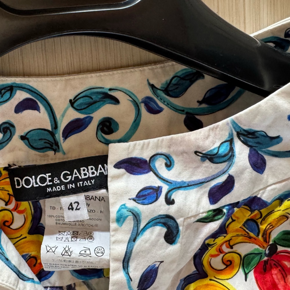 Dolce and Gabbana Majolica Printed Cotton Bell Sleeve Kaftan Dress size IT 42 - Picture 7 of 13